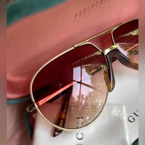 NWT Gucci GG0432S Aviator Sunglasses, Unisex - Picture 8 of 9